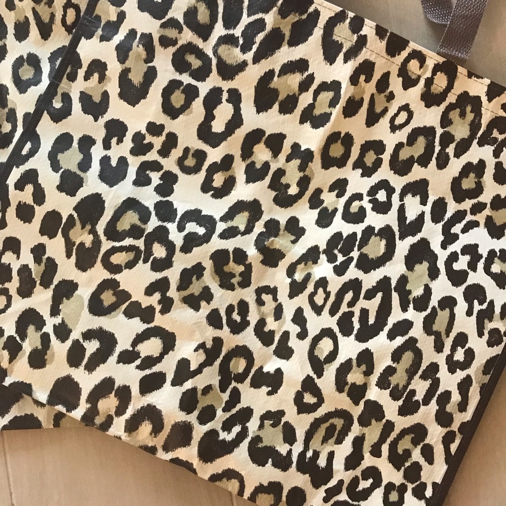 Leopard Print Reusable Shopper Tote Bags Set of 2 NEW - Picture 4 of 5